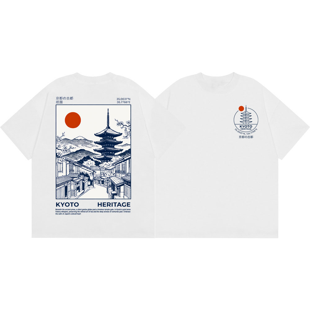 Vintage Fashion Kyoto - Kaus Grafis Pagoda Warisan Kyoto Jepang