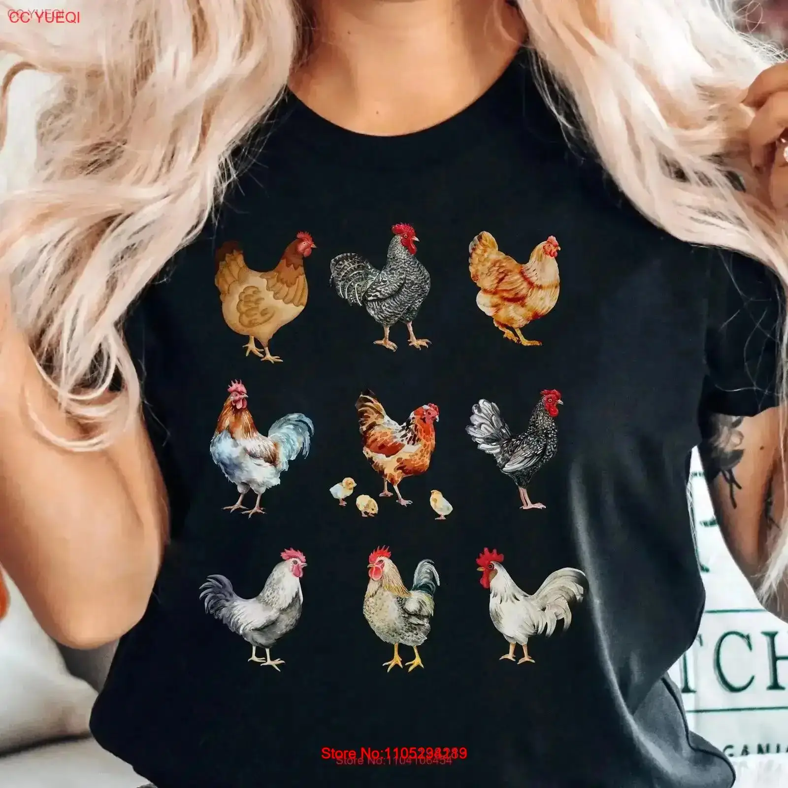 Vintage Fashion Collage - Kaos Kolase Ayam untuk Wanita, Gaya