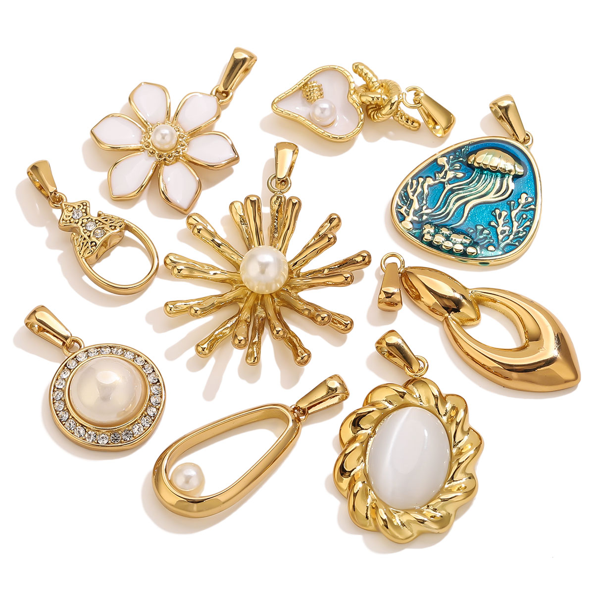 Vintage Fashion Jewelry - 1 Buah Liontin Bunga Baja Tahan