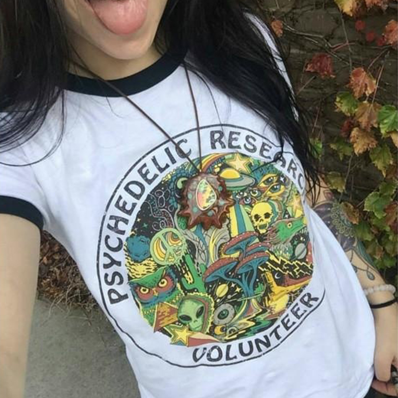 Vintage Fashion Research - Psychedelic Research Volunteer Uniseks Vintage Ringer