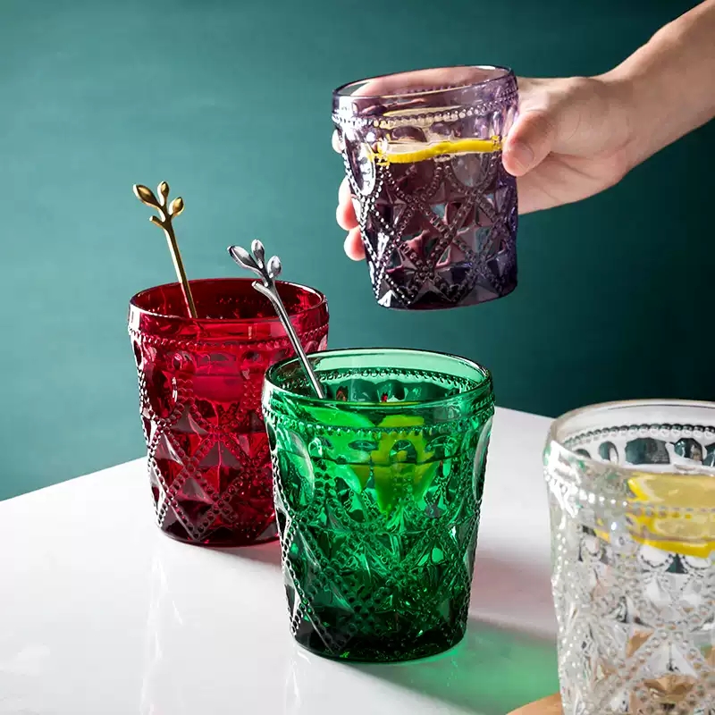 Vintage Fashion Eu - Gelas Tumbler Kaca Vintage 300ml Bermotif
