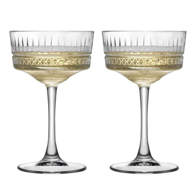 Vintage Fashion Eu - 2 Buah Gelas Martini Ukiran, Gelas