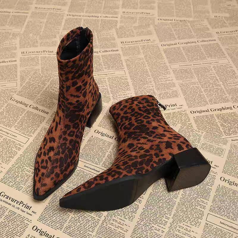 Vintage Old Fashion - Sepatu Bot Wanita Hak Rendah Modern,