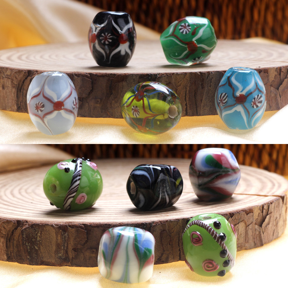 Vintage Fashion Jewelry - 1 Buah Manik-Manik Kaca Lampwork Bentuk