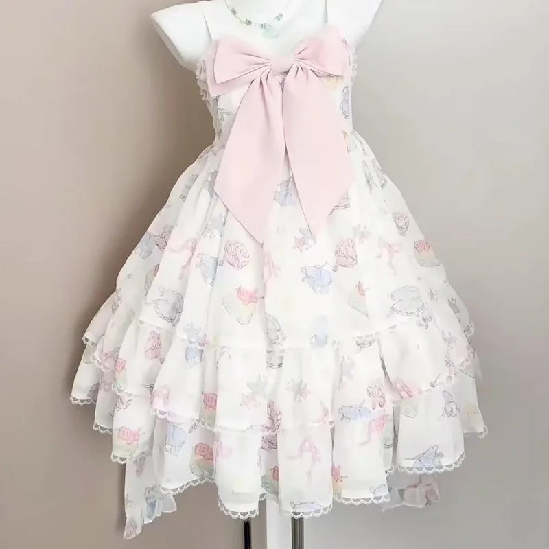 Gaun Mini Lolita Jepang Manis  - Vintage Y2K ulasan dan harga