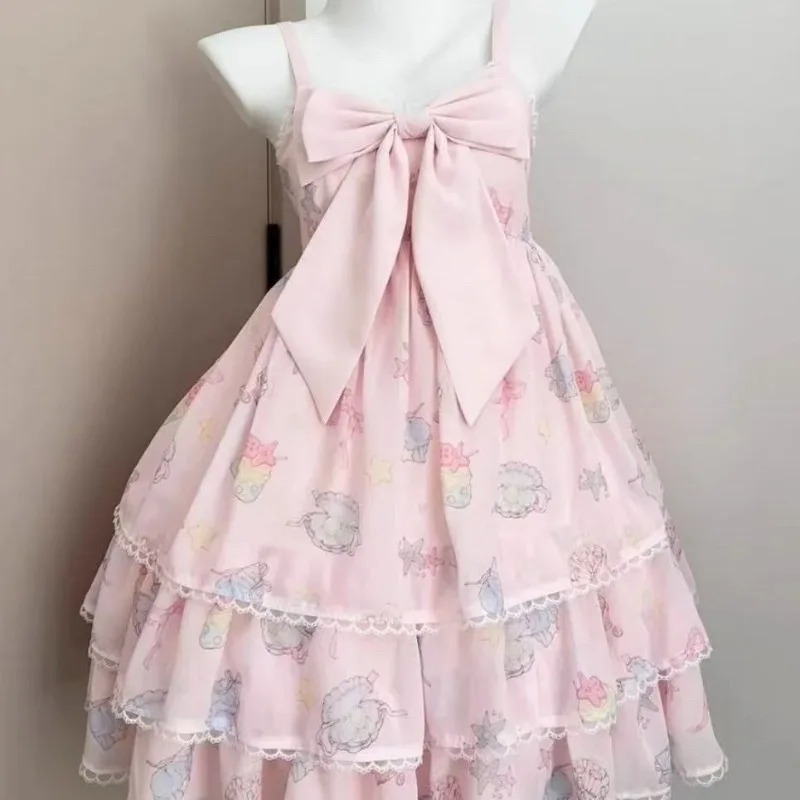 Gaun Mini Lolita Jepang Manis  - Vintage Y2K ulasan dan harga