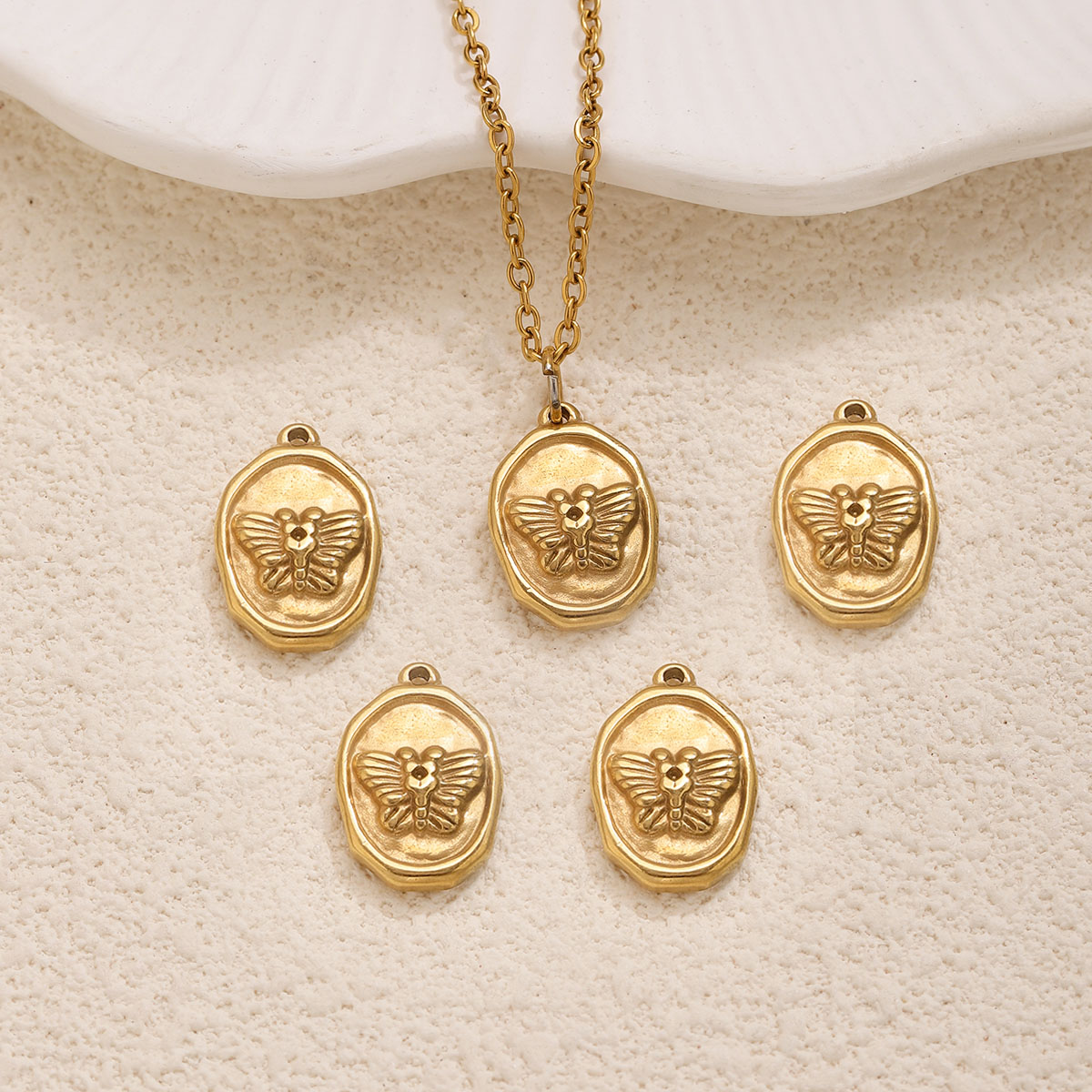 6pcs Liontin Kupu-kupu Oval da - Vintage Fashion Wholesale ulasan dan harga