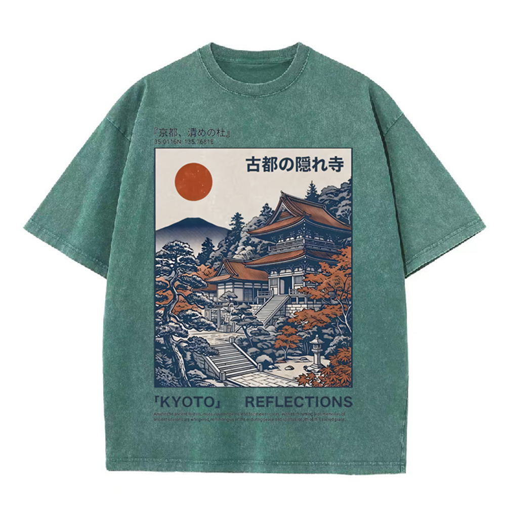 Kaos Grafis Pemandangan Kuil K - Vintage Fashion Kyoto ulasan dan harga