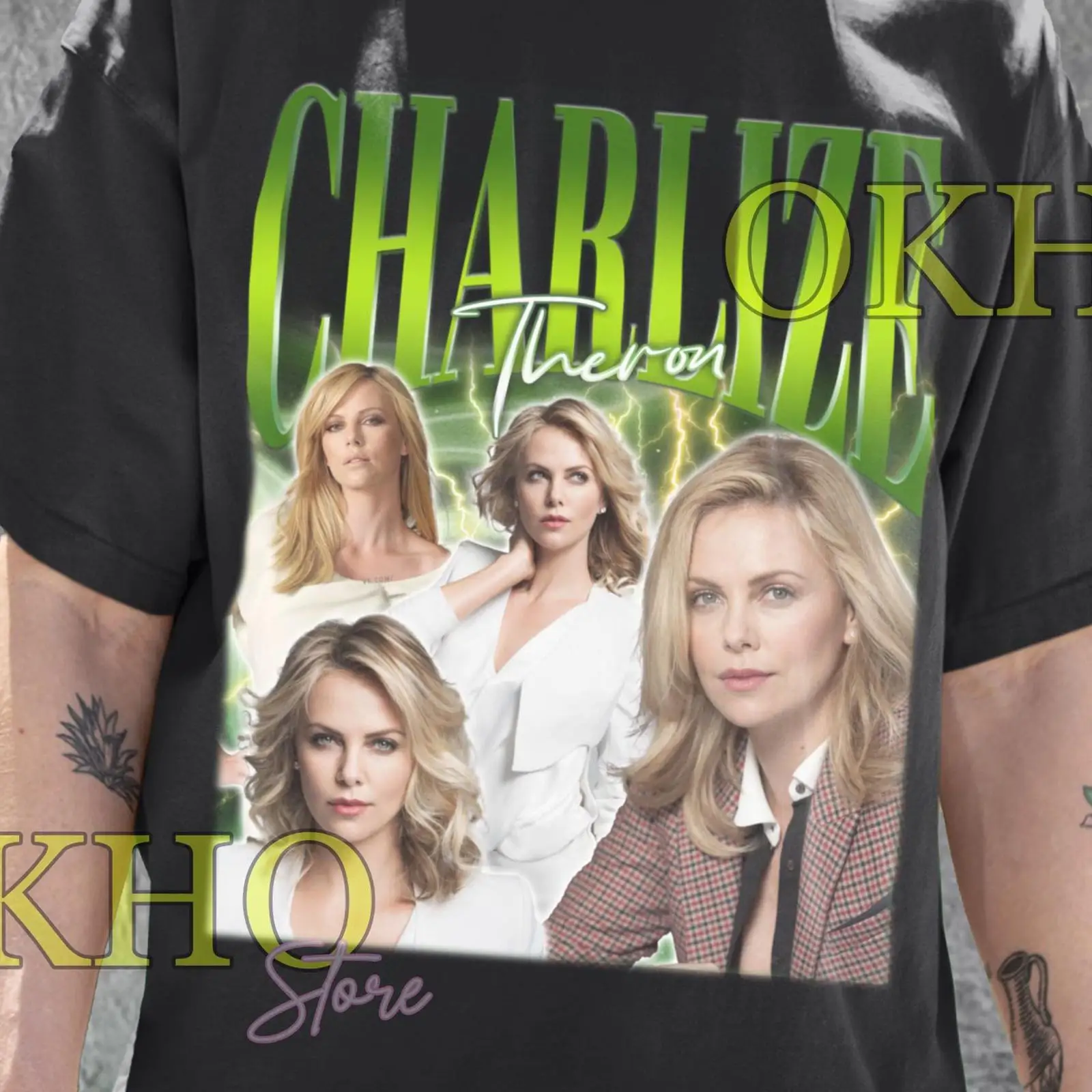 Kaos Kolase Charlize Theron Vi - Vintage Fashion Collage ulasan dan harga