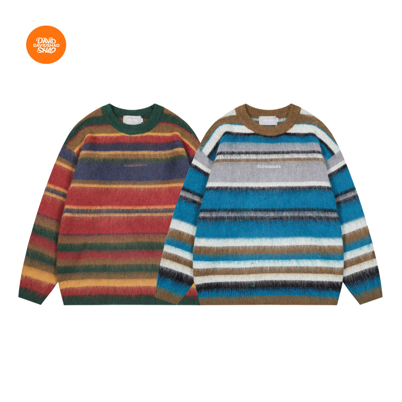 DAVIDSHAO Sweater Bergaris Moh - Vintage Fashion Eu ulasan dan harga
