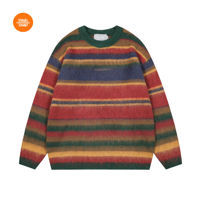 DAVIDSHAO Sweater Bergaris Moh - Vintage Fashion Eu ulasan dan harga
