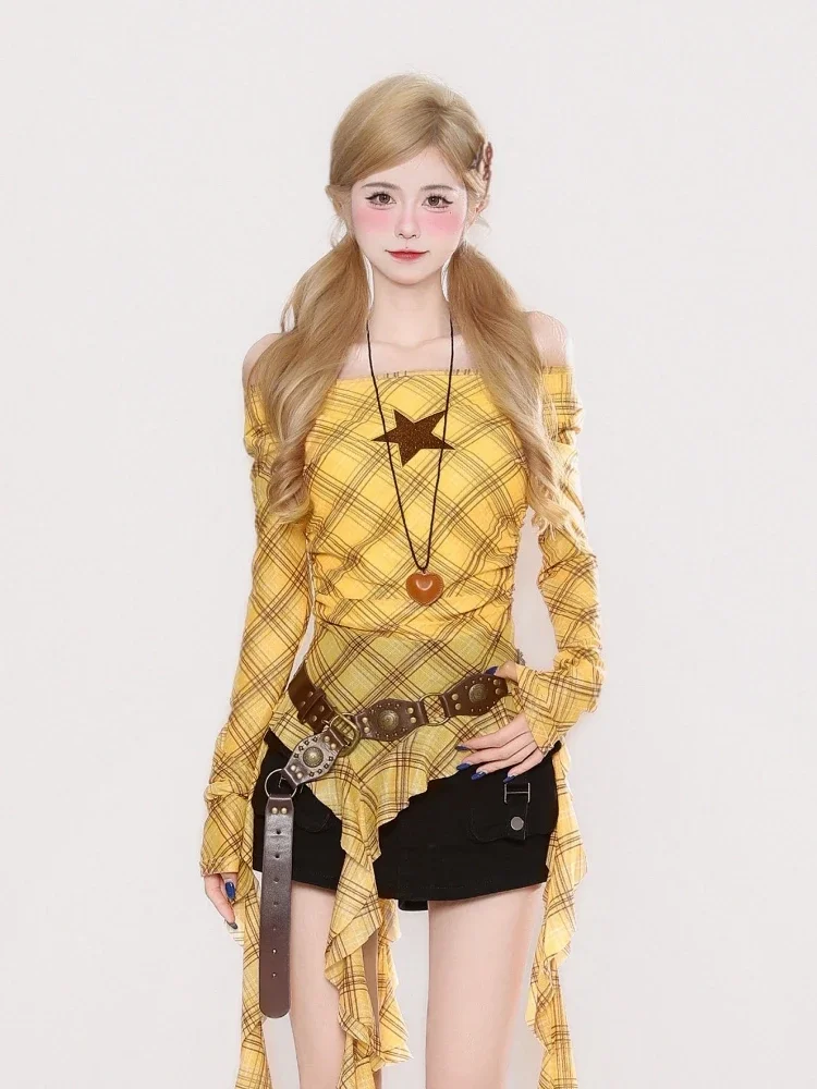 Kaos Vintage Y2K Plaid Slash N - Vintage Y2K ulasan dan harga
