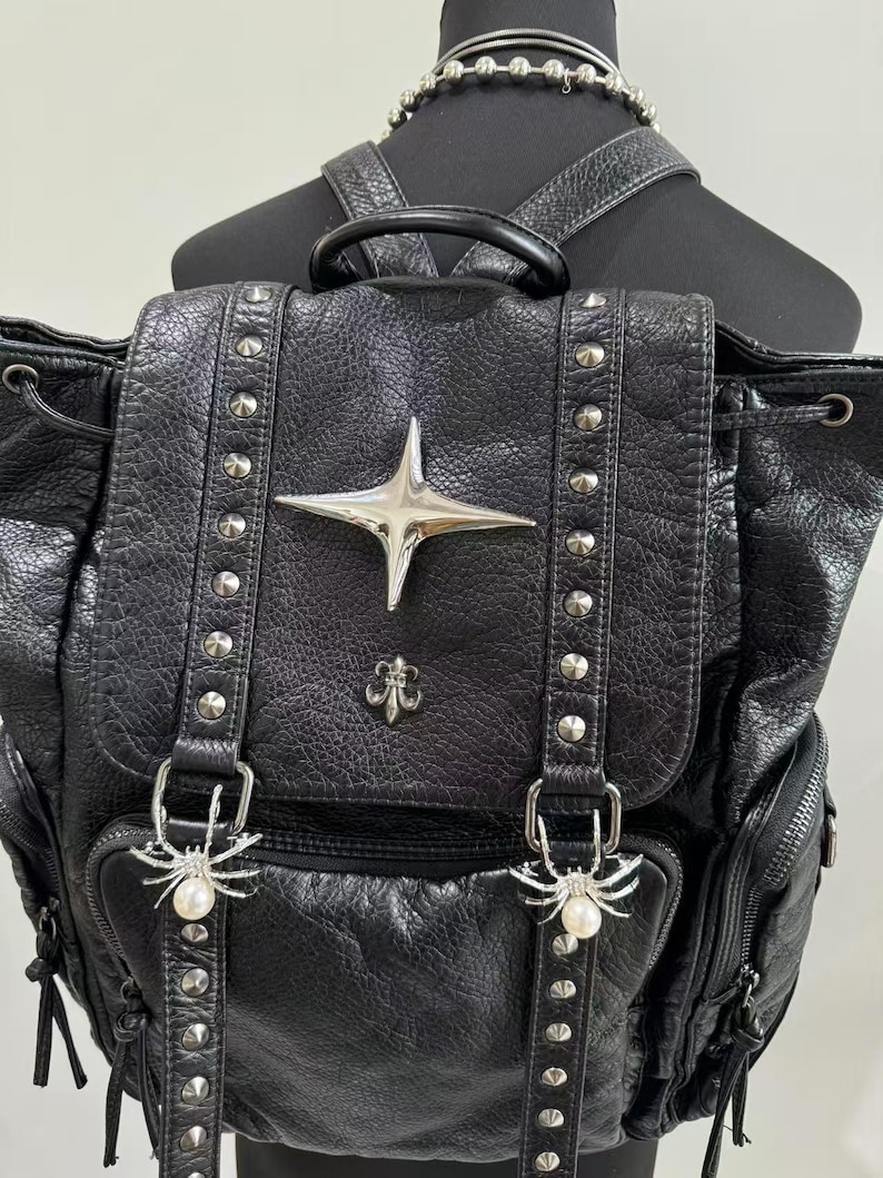 Tas Bahu Kulit PU Punk Gotik R - Vintage Fashion Boutique ulasan dan harga