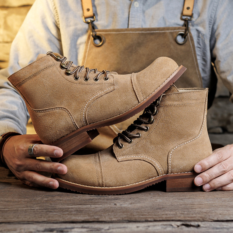 Sepatu Boot Suede Goodyear-Wel - Vintage Old Fashion ulasan dan harga