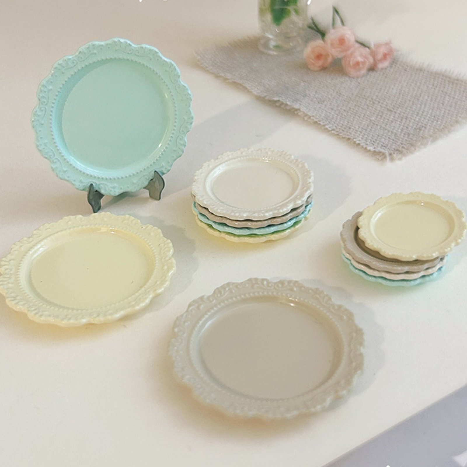 Piring Makan Miniatur Desain V - Vintage Fashion Plates Toy ulasan dan harga
