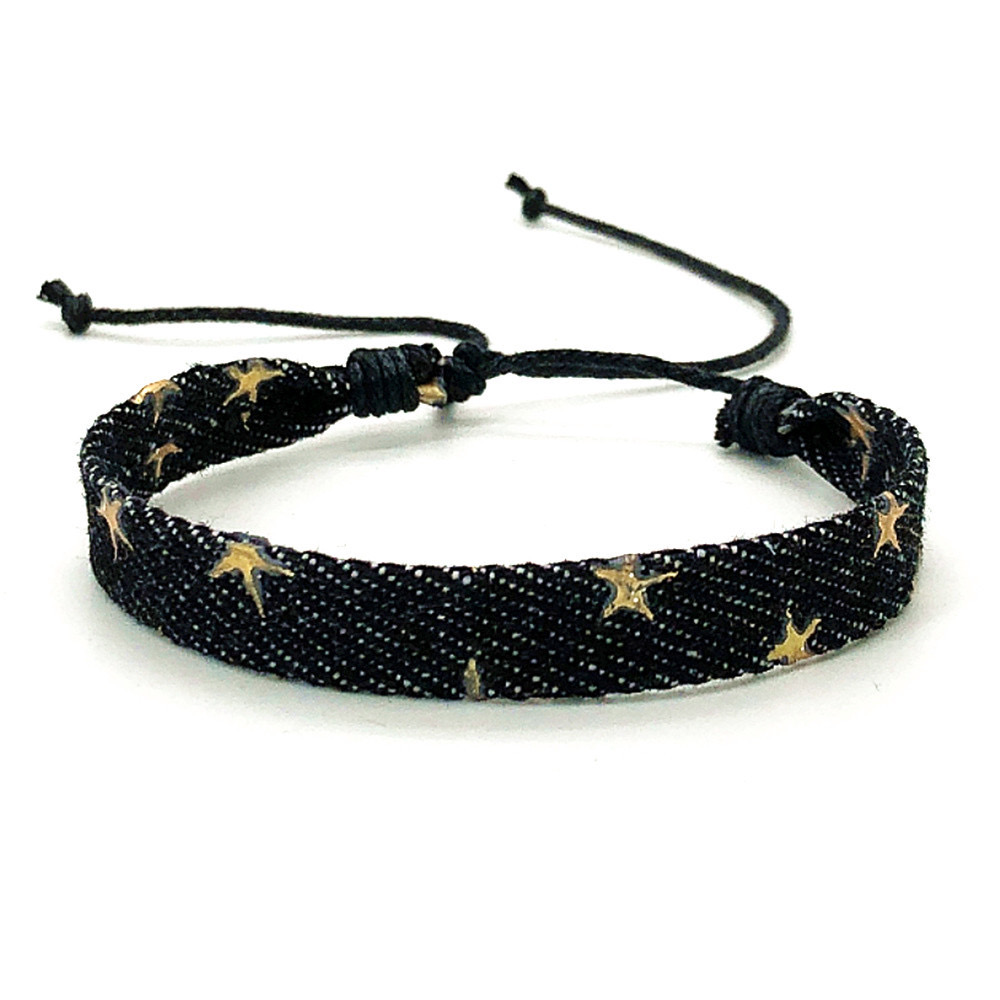 Gelang kain Denim sastra biru  - Vintage Fashion Boutique ulasan dan harga